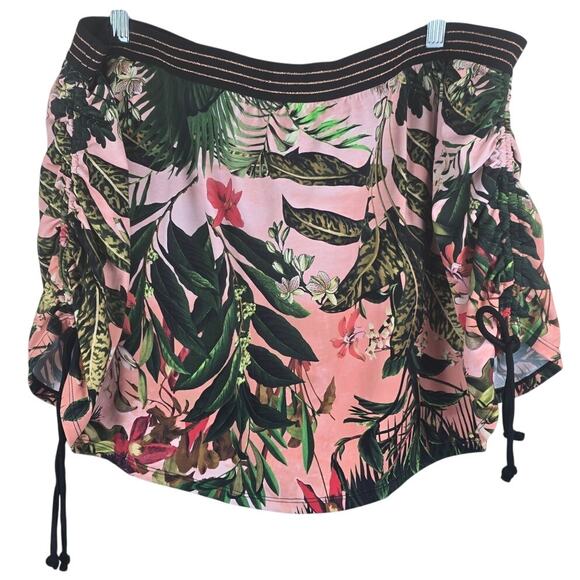 Cacique Swim Black Pink Floral Hawiaan Summer Swim Skort 24 NWT - Picture 3 of 8